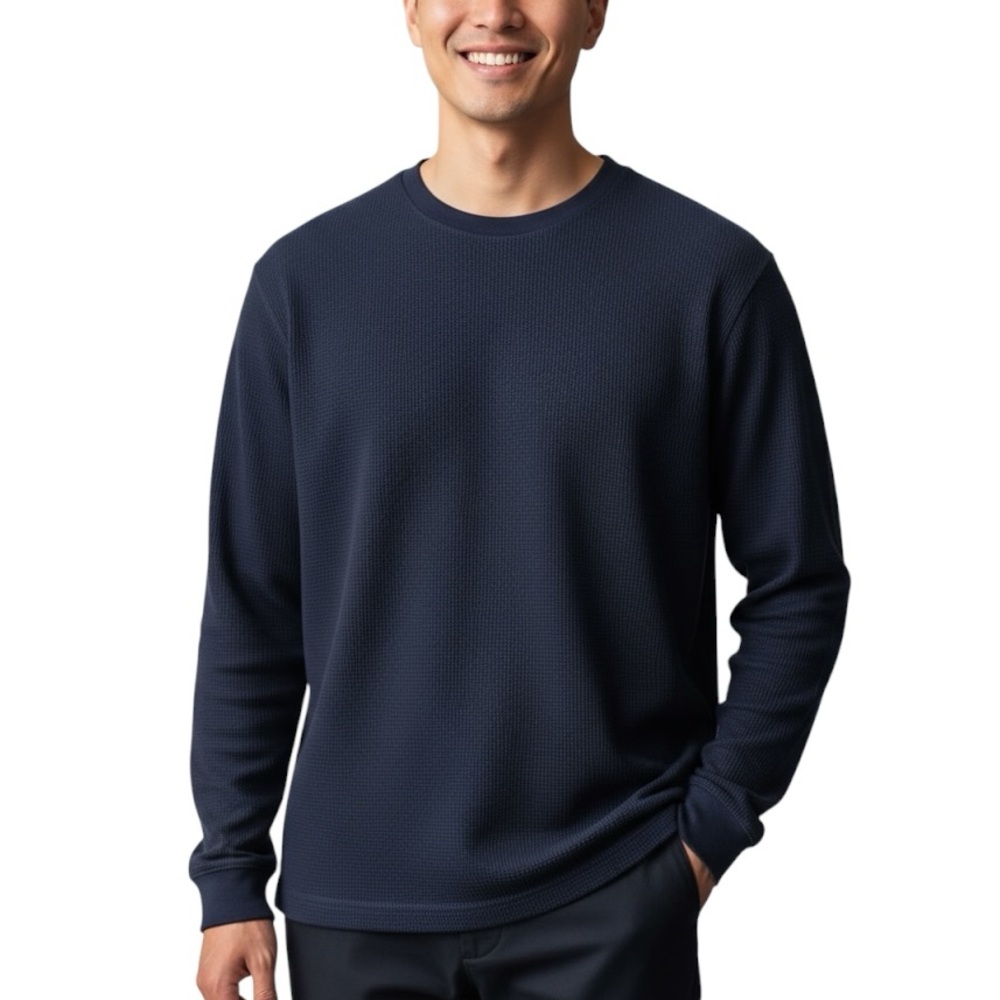 Outdoor Life Men’ Thermal Crew Neck Shirt Navy Blue XLT Cotton Blend Long Sleeve